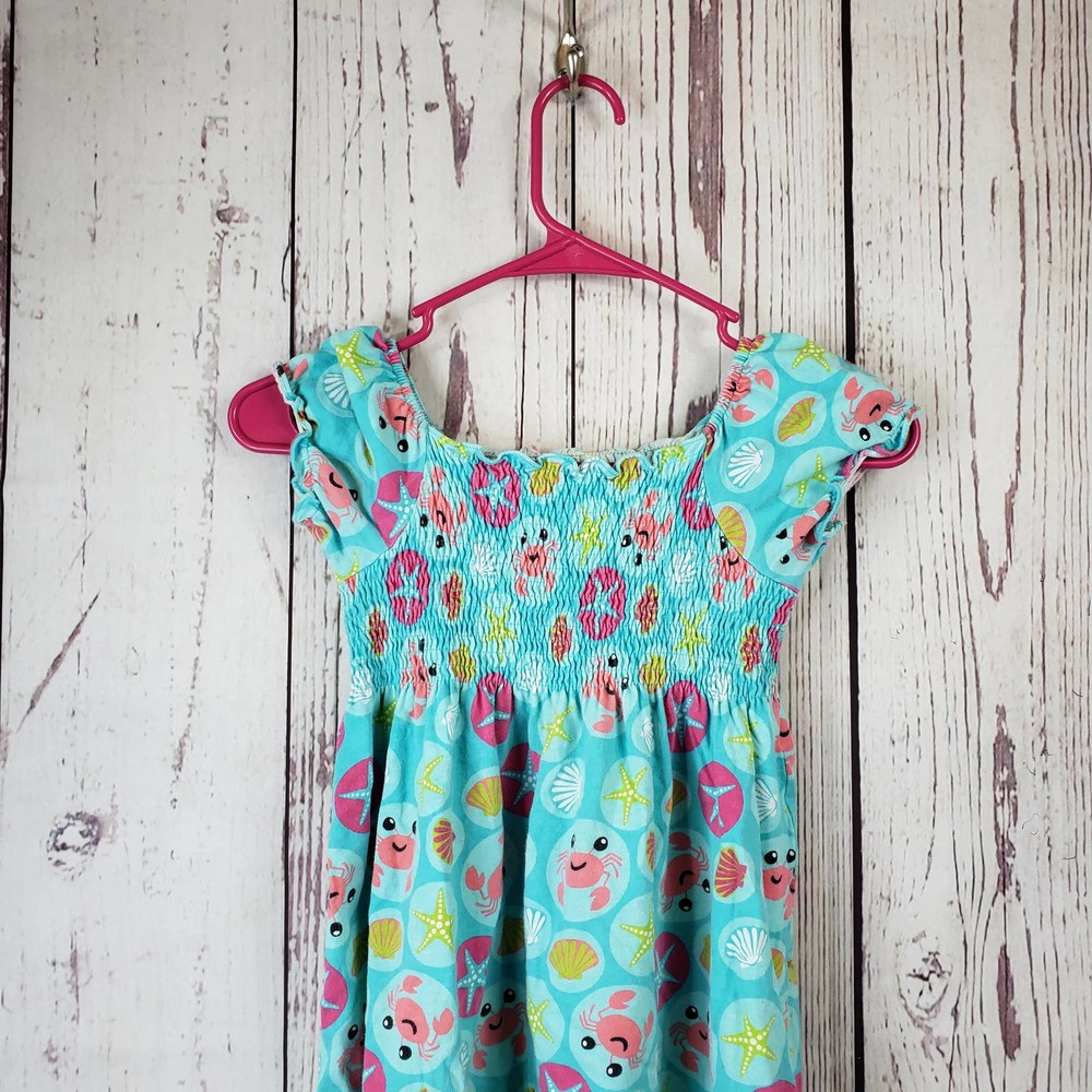J. Khaki Dress Girls Size 6 Star Fish Short Sleeve Cotton Blue